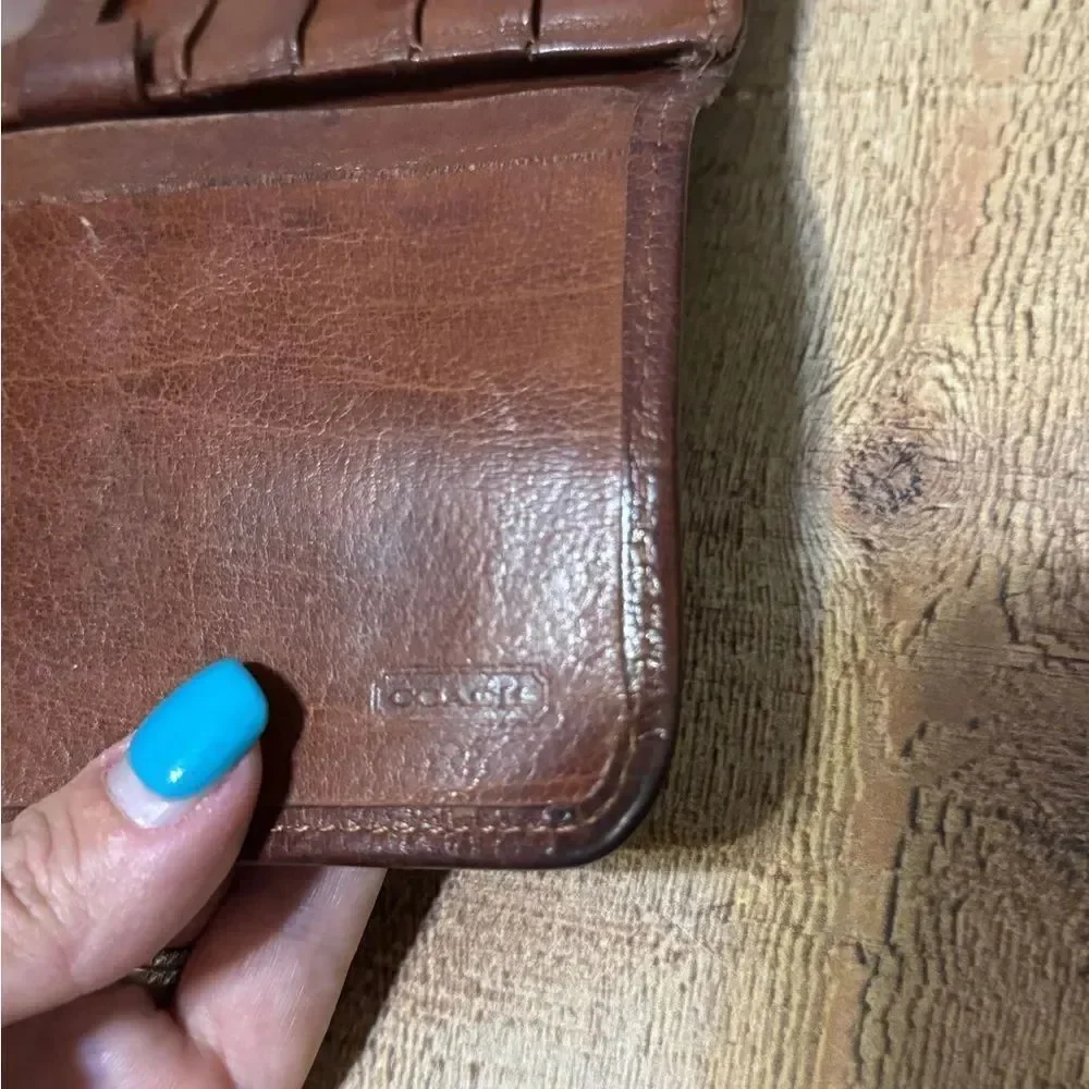 COACH VTG MAHOGANY BROWN LEATHER CHECKBOOK KISSLOCK PURSE BAG WALLET RARE!